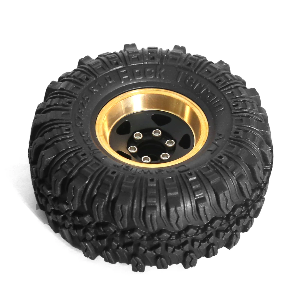 Pneu de jantes de roda resistente ao desgaste de latão para 1/24 axial trx4m scx24 rc peça de carro rc acessórios de carro peças de reposição preto