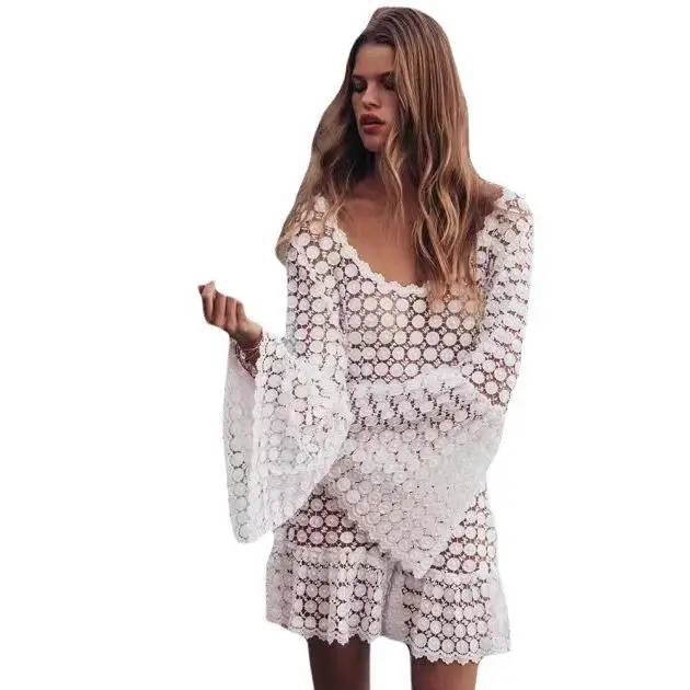 مثير جولة Ne Long Sve Beach Dr منتصف الخصر البوليستر Princ Sve أخرى Sle الصيف المرأة الدكتور قطعة واحدة #5