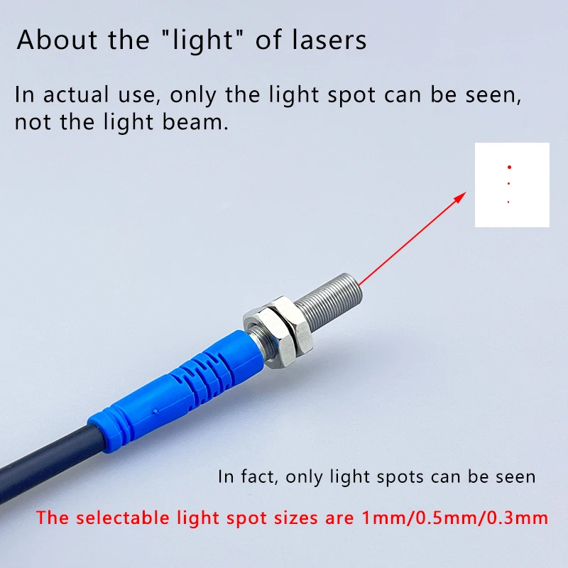 Diffuse reflection laser sensor M6 photoelectric sensor with selectable light spots of 0.3mm/0.5mm/1mm