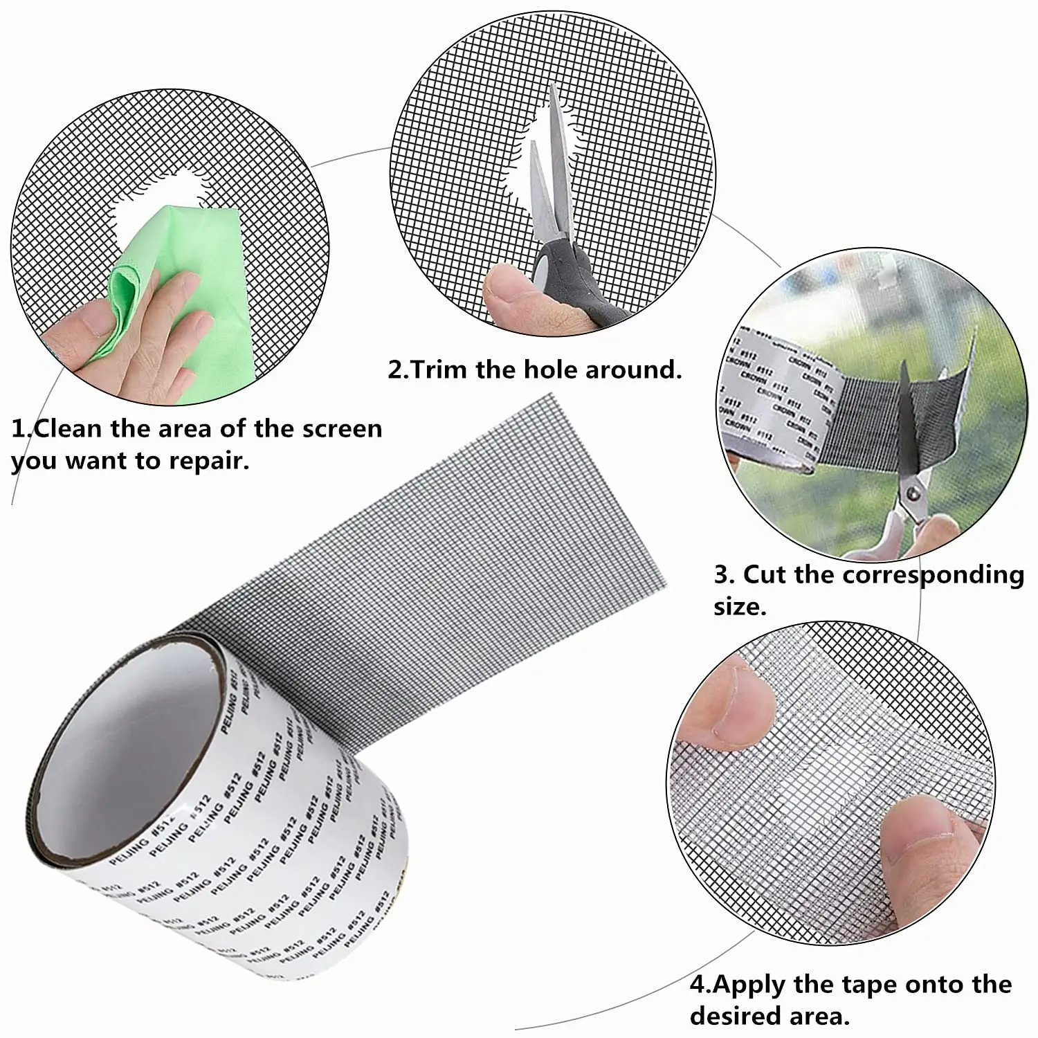 Cinta autoadhesiva para reparación de mosquitera para pantalla de ventana, pegatina de malla para pantalla de ventana, cintas de sussidio para reparación de puertas y ventanas antimosquitos