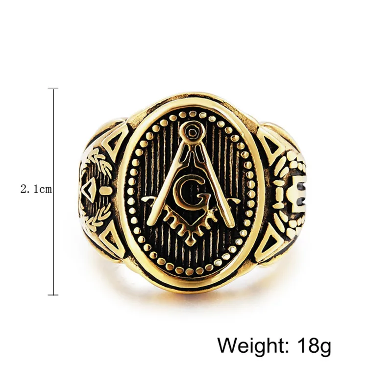 UJBOX Master Masonic Rings for Men Stainless Steel A G Symbol Freemason Ring Fashion Male Jewelry Gift R380