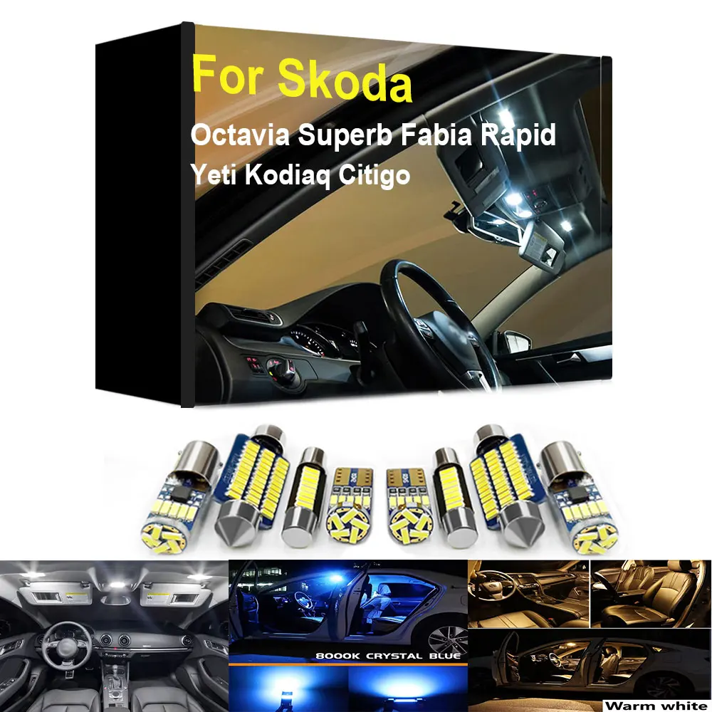 Interior LED Light Canbus Kit For Skoda Octavia Superb Fabia Rapid 1 2 3 Karoq Yeti Kodiaq Citigo Kamiq Roomster Error