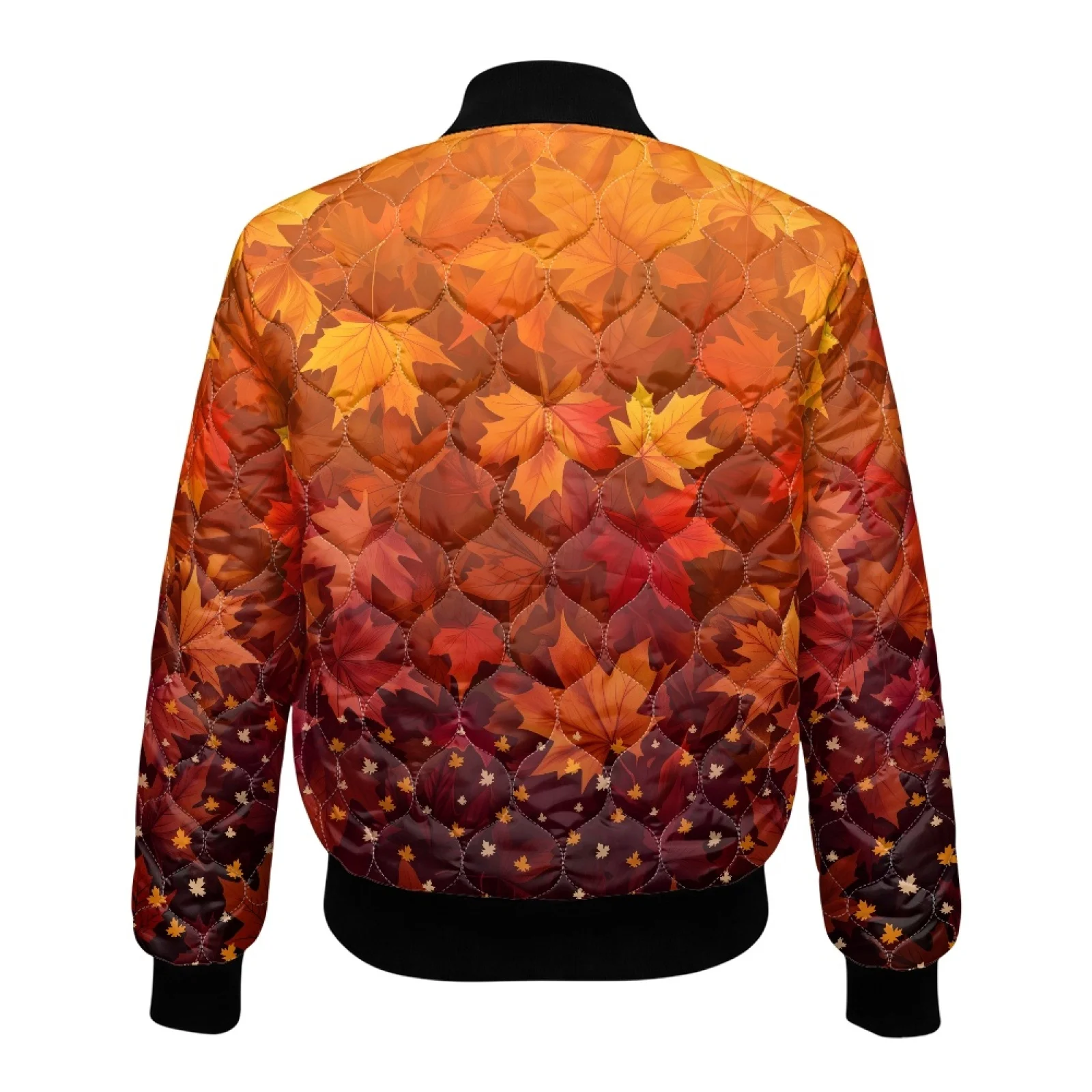 PENSTROLL Maple Leaf Women Light Padded Long Sleeve Jacket with Zipper Front Water-Resistant Winter Coats for Party