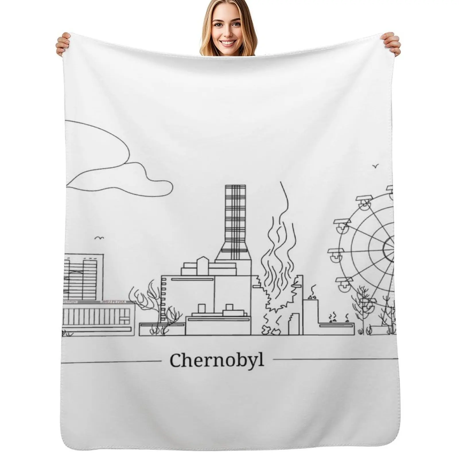 

Панорама чернобилового ядерного электростанта. Одеяло. Роскошные дизайнерские дизайнерские одеяла для сна.