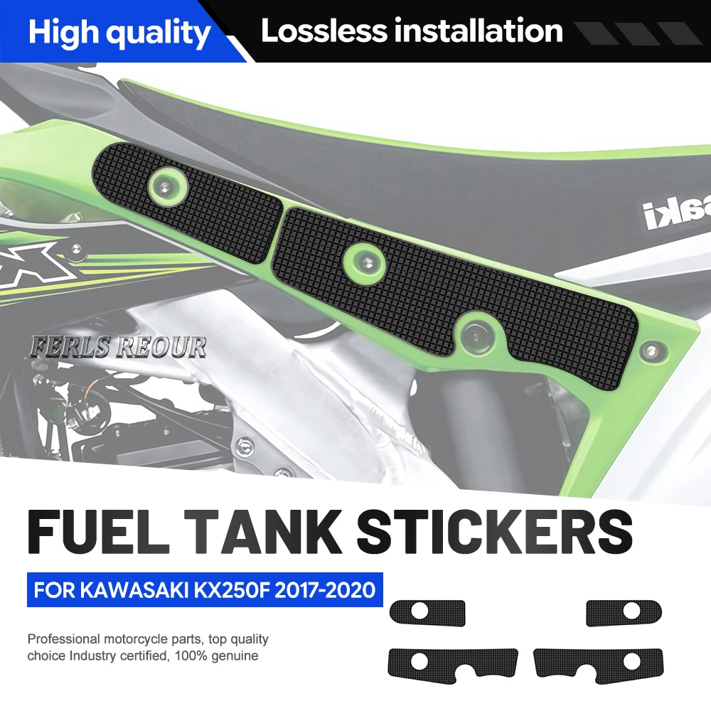 For Kawasaki KX250F 2017-2020 Silicone Tank Anti Slip Stickers 3D Grid 3M Adhesive Off-road Grips Motocross Riding Hot 2Pcs Kit