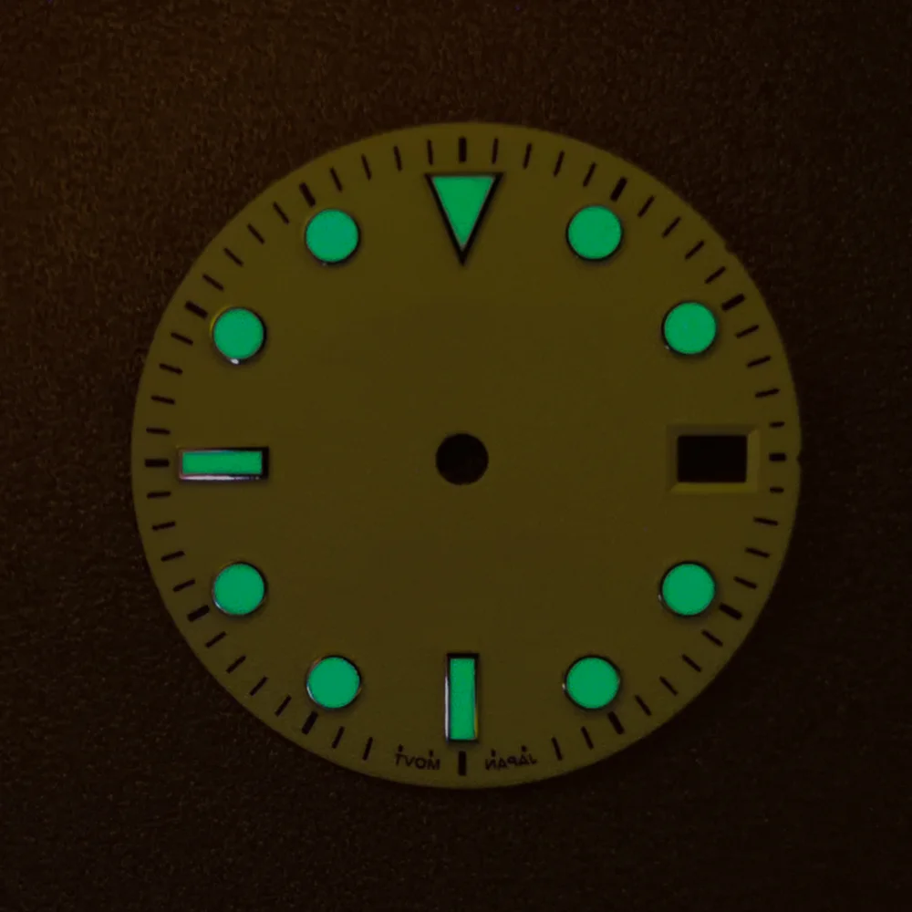 Esfera de reloj esmerilada de 28,5 MM, accesorios de reloj modificados, esferas de reloj para hombre para movimiento mecánico japonés NH35/NH36/4R/7S