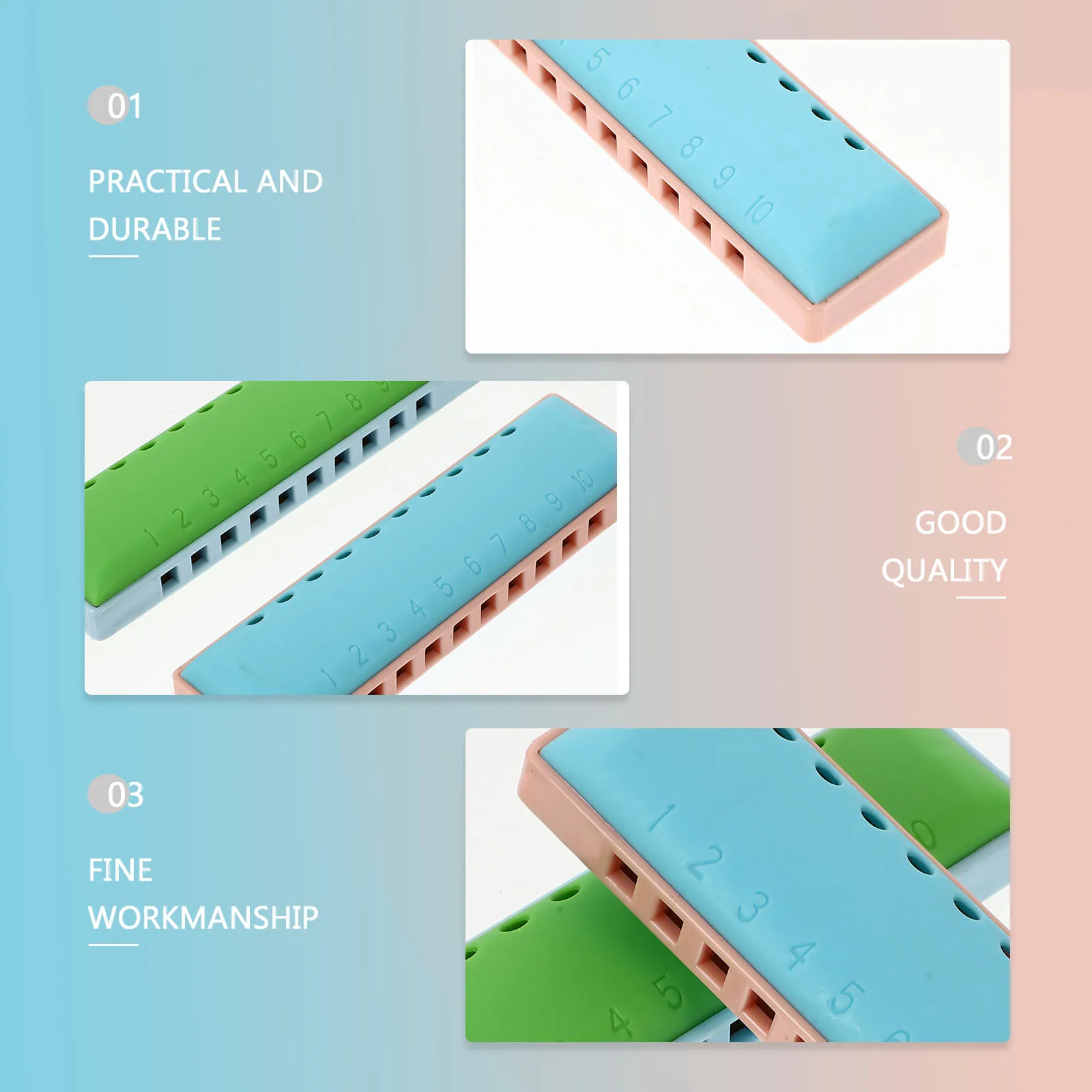 

1Set 10-Hole 20-Tone Abs Resin Harmonica Practical Durable Portable Musical Instrument For Travel Stage Blues Guitar Combo 10