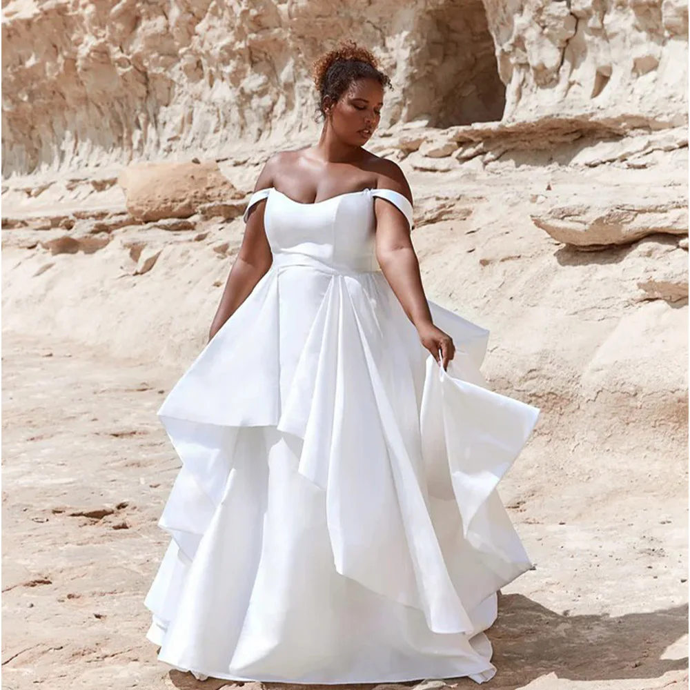 Luxurious Satin Wedding Dresses Strapless Scoop Neckline Detachable Swag Sleeves With Dramatic Deaped Shirt Overlay