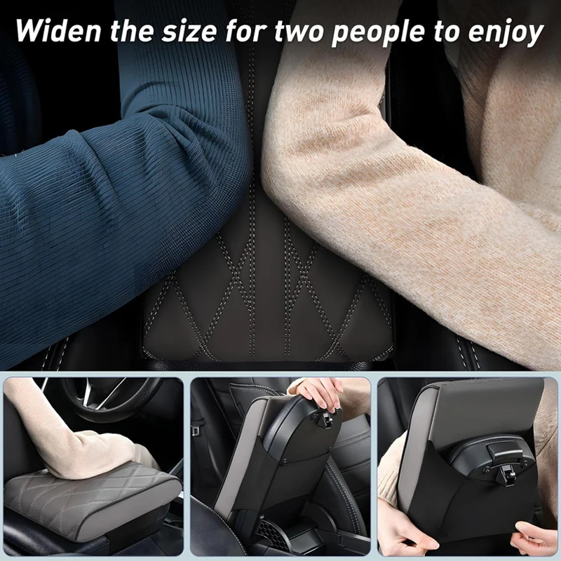 NEW PU Leather Car Armrest Pad Cover Multi-color Center Console Wave Embroider Auto Seat Box Protection Cushion Hand Supports