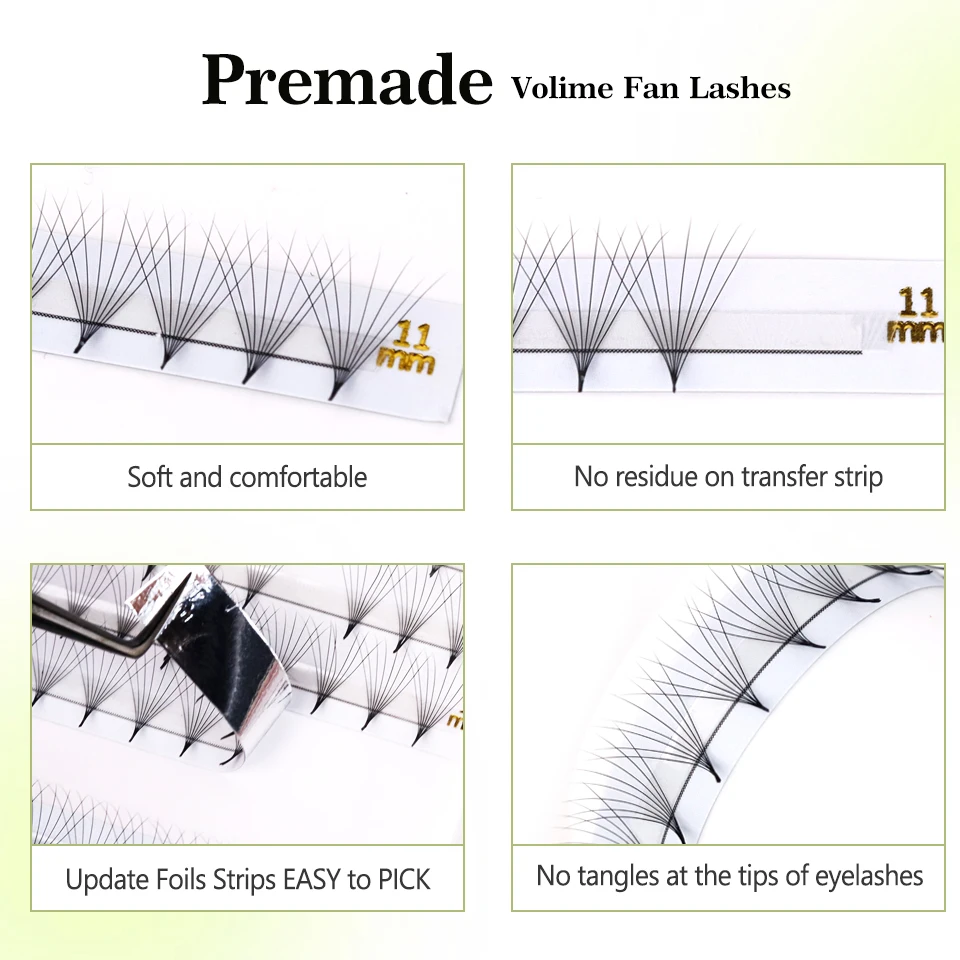Sharp Stelo stretto Premade Volume Ventole Estensione ciglia 5D 6D 10D Sottile Base a punta Ventole russe Cashmere Visone naturale Ciglia finte