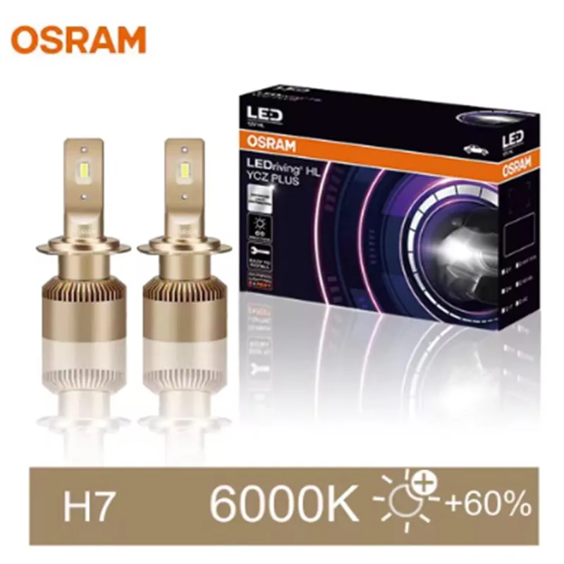 OSRAM Original LEDriving YCZ PLUS H7 Canbus LED Headlight Bulbs 2200LM 6000K Cool White Single‑Beam Auto Replacement Lamps Pair