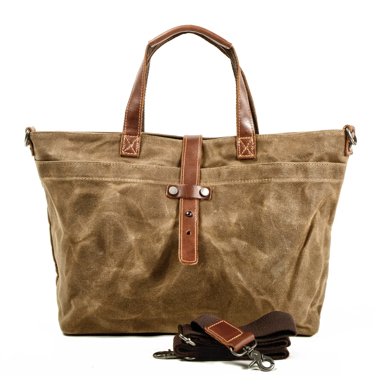 

Retro Cowhide Waterproof Waxed Canvas Briefcase Men's Thickened First-layer Men's Bag Shoulder Crossbody Messenger Bag