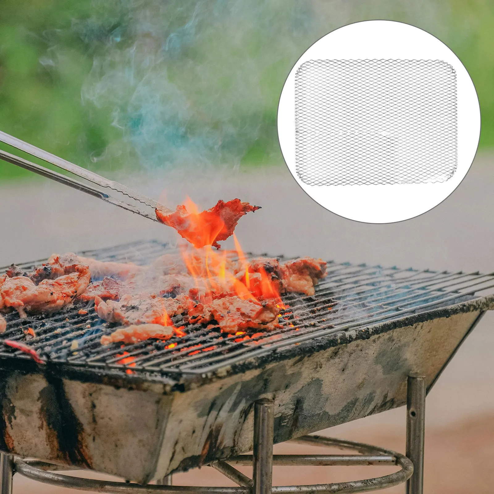 

10Pcs Disposable Aluminum Bbq Grill Mesh Rectangular Topper Broiler Net for Outdoor Indoor Cooking Bbq Grill Screen