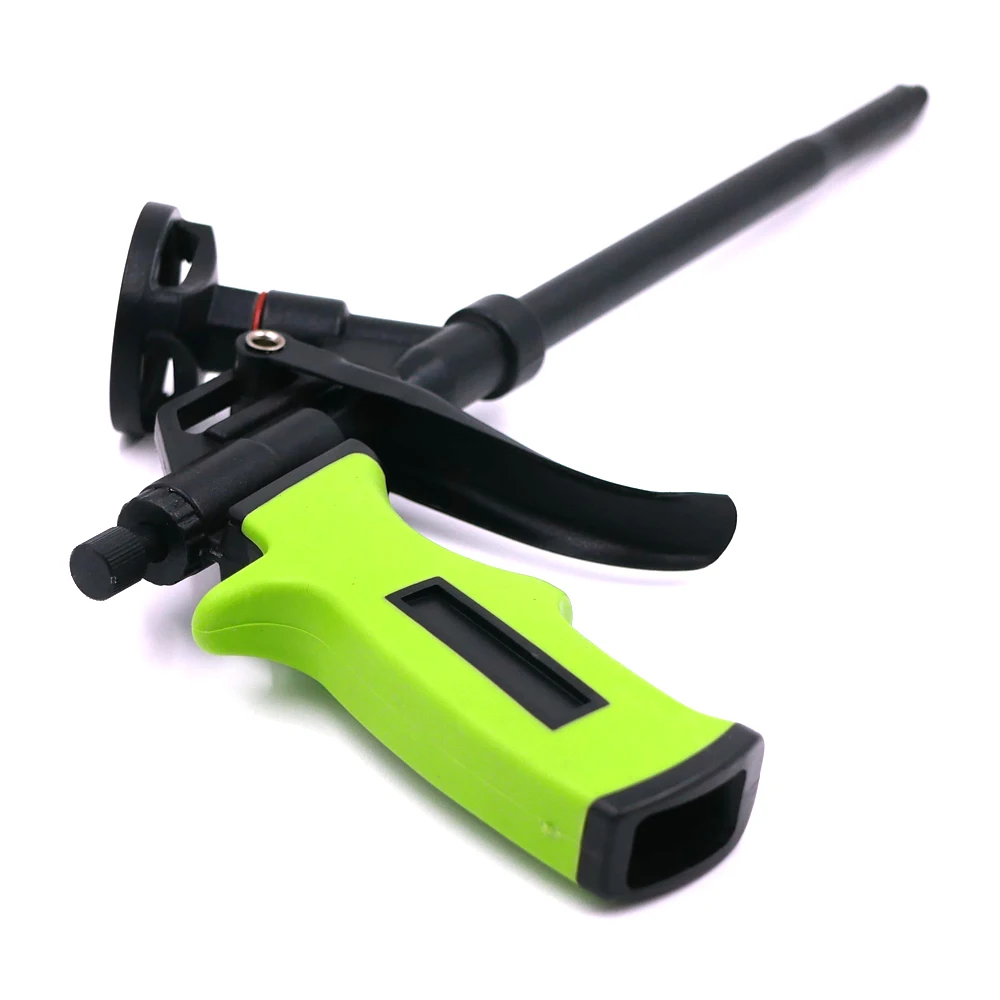 Pistola de calafateo de espuma Manual verde, dispensador expansible, pistola pulverizadora de espuma PU, aplicador de aplicación para calafateo/relleno/sellado