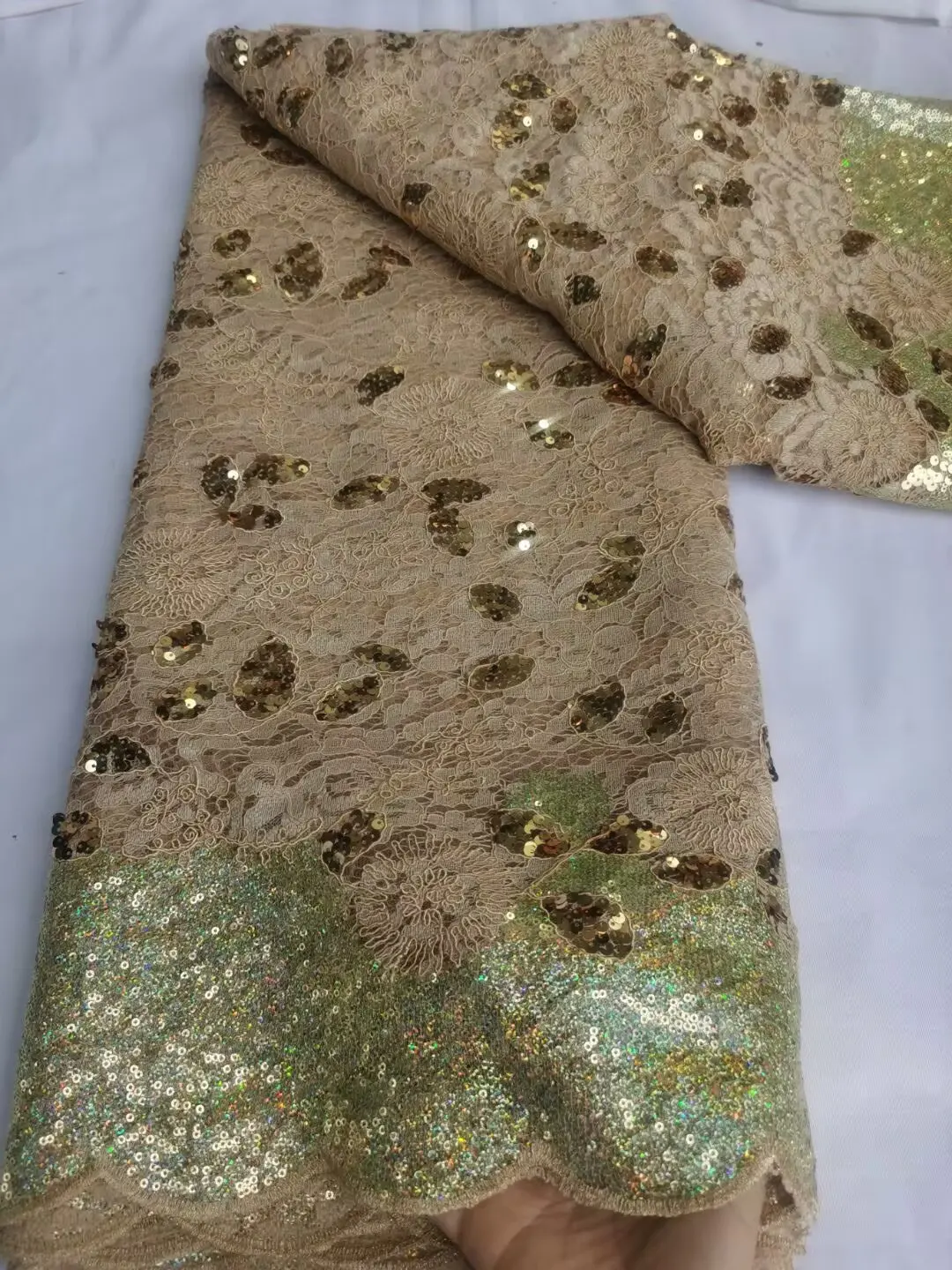

2026 African French Net Lace Fabric With Sequins Embroidered Nigerian Tulle Lace For Party Dresses High Quality Fabric 5Yards ML