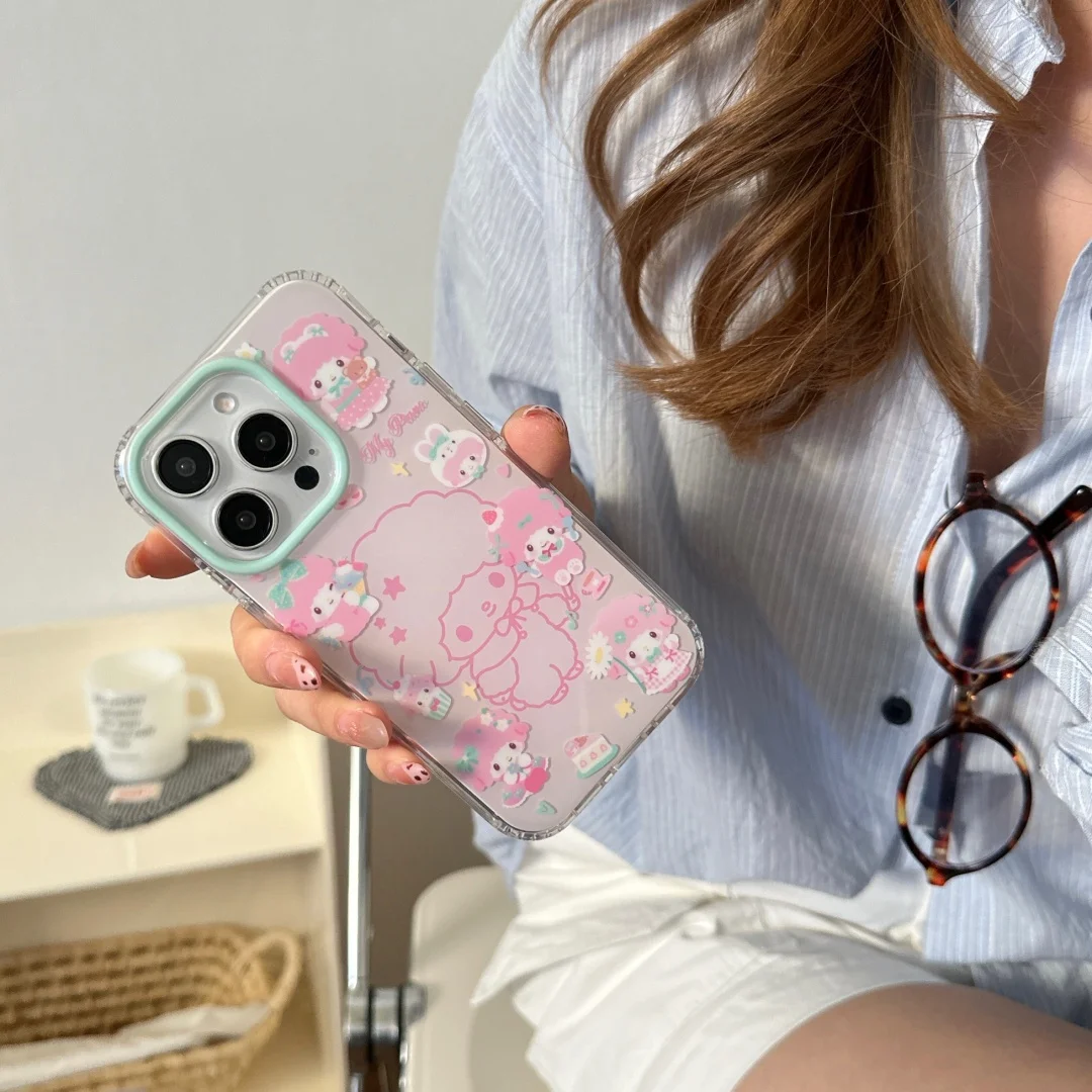 Koreanische schöne My Sweet Piano kleine Schafe Telefon Soft Case für iPhone 16 15 14 13 12 Pro Max rosa Mädchen Abdeckung ﻿ ﻿