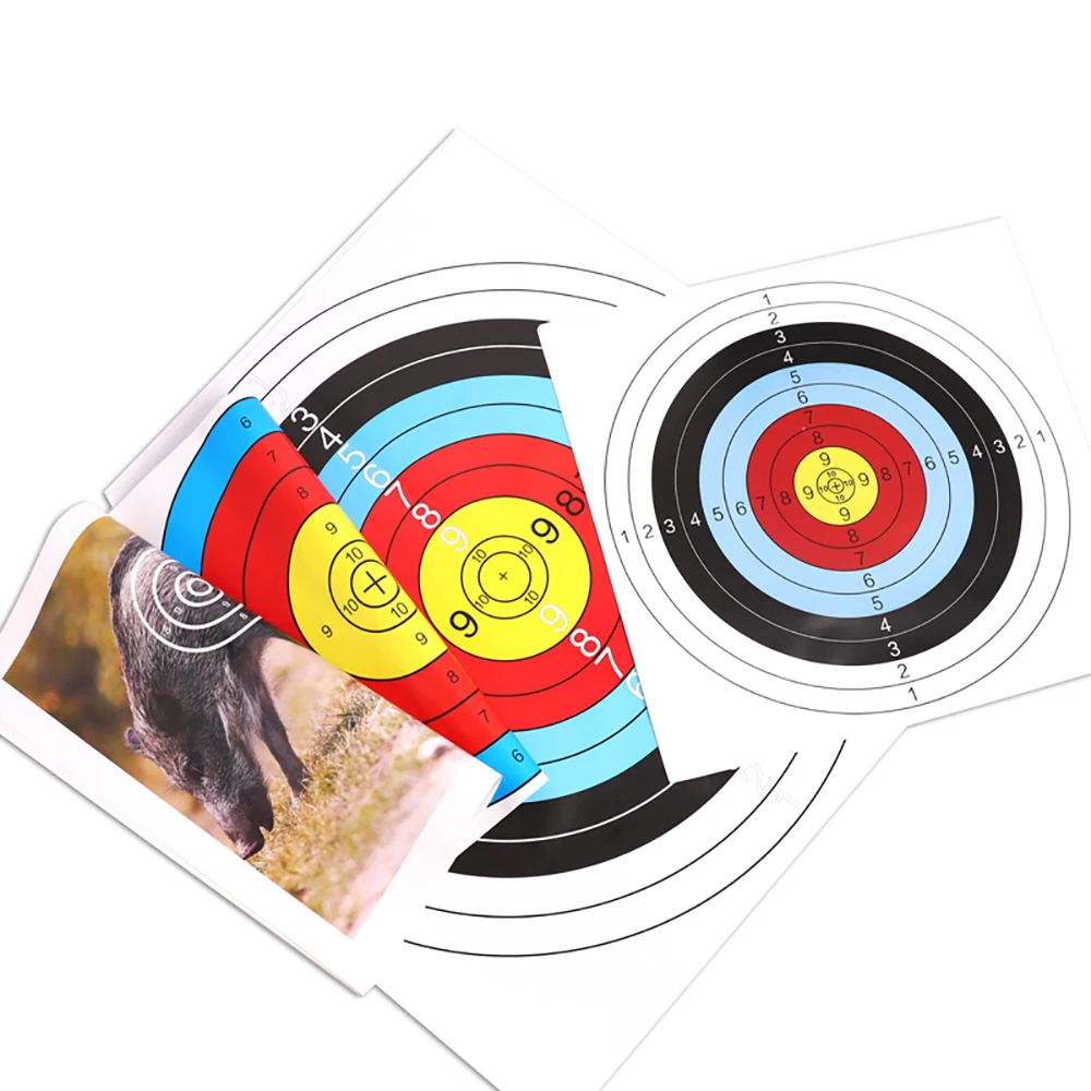 12pcs 80*80/60*60 /40*40cm Archery Shooting Target Paper Bow Hunting Archery Kit Standard Full Ring Single Spot