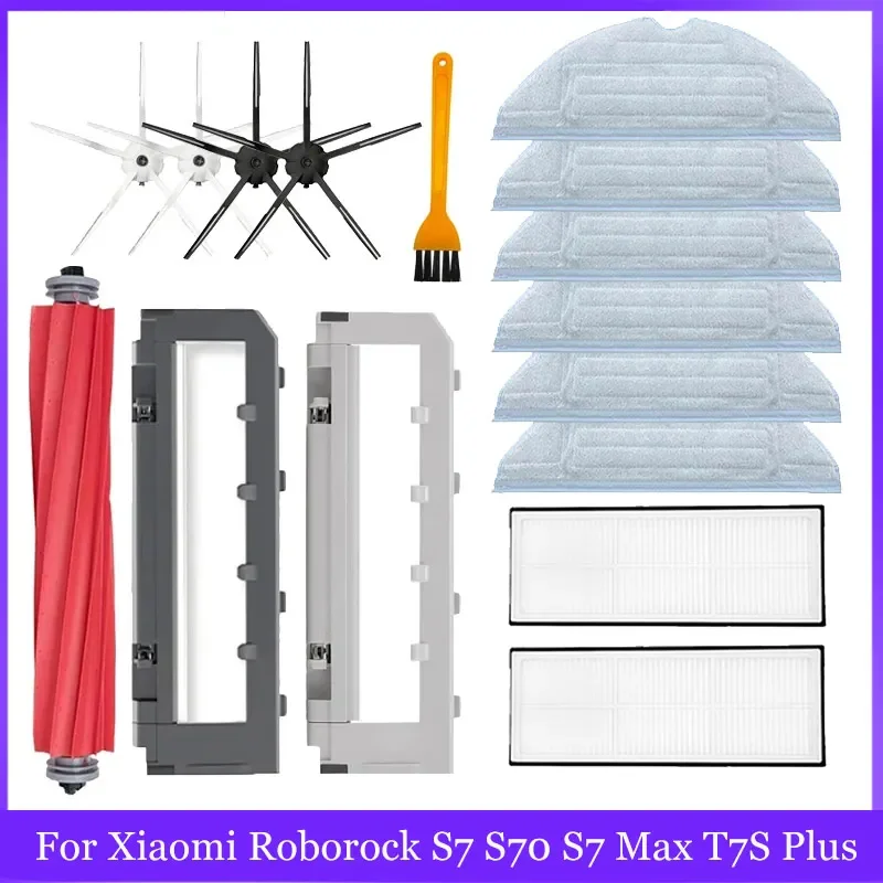 Für roborock s7 s70 s7max t7s t7s plus roboter staubsauger zubehör haupt bürsten abdeckung hepa filter mop pad ersatzteile