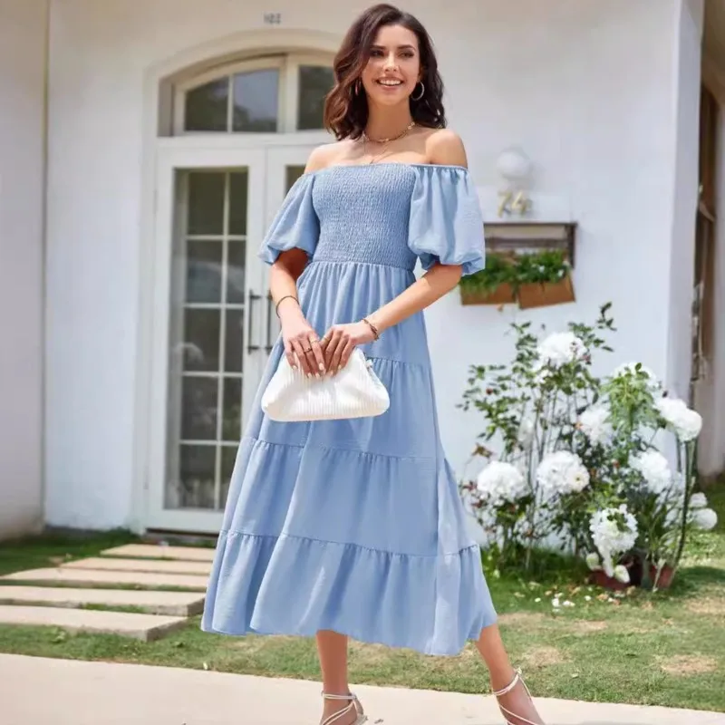 

Летние платья 2021, новые платья для женщин, повседневные однотонные платья, вечерние платья, отпускное платье, платья миди для женщин