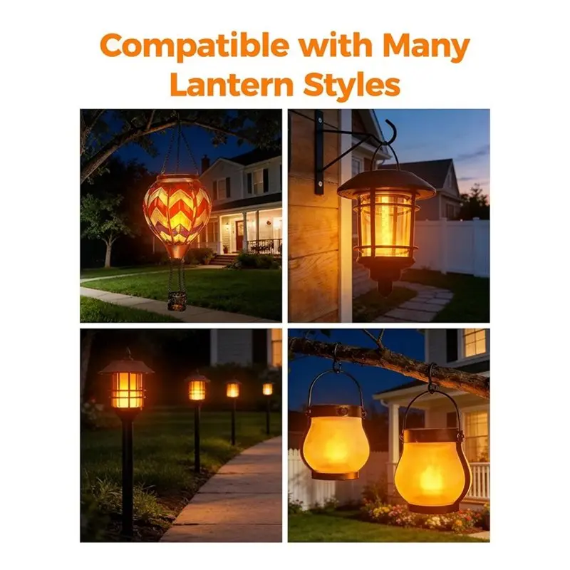 ABRU-Flickering Flame Solar Light Replacement Top(2 Pcs) Waterproof Solar Panel Lantern Light Replacement Parts view 3