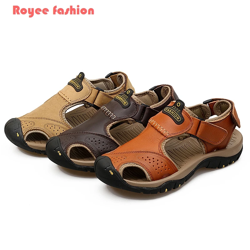 

2022 New Leather Shoes Men Brown Shoes Mens Sandals Men Shoes Black Boots Beach Slippers Summer 2022 zapatillas hombre large 48