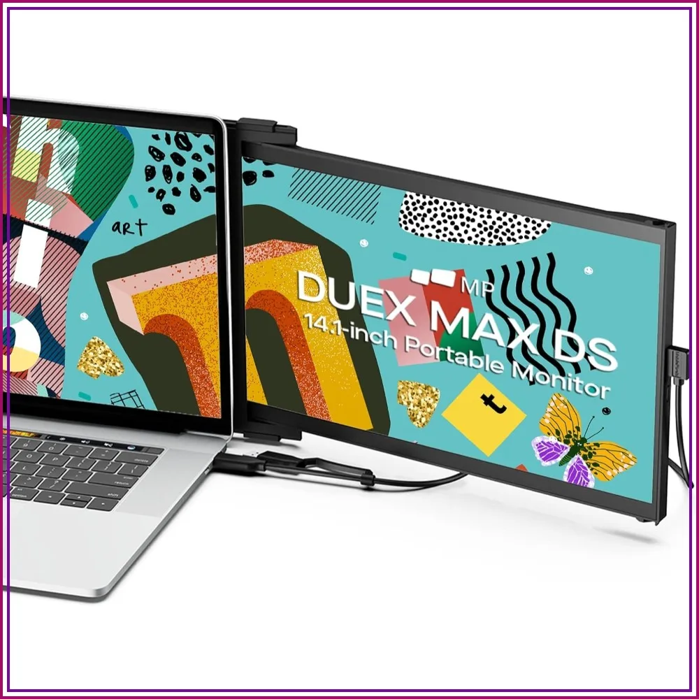14.1'' FHD Portable Monitor, USB-C/HDMI Plug & Play, 1080p Laptop Screen Extender for 14-17'' Laptops, Mac/Windows/Android/Switch