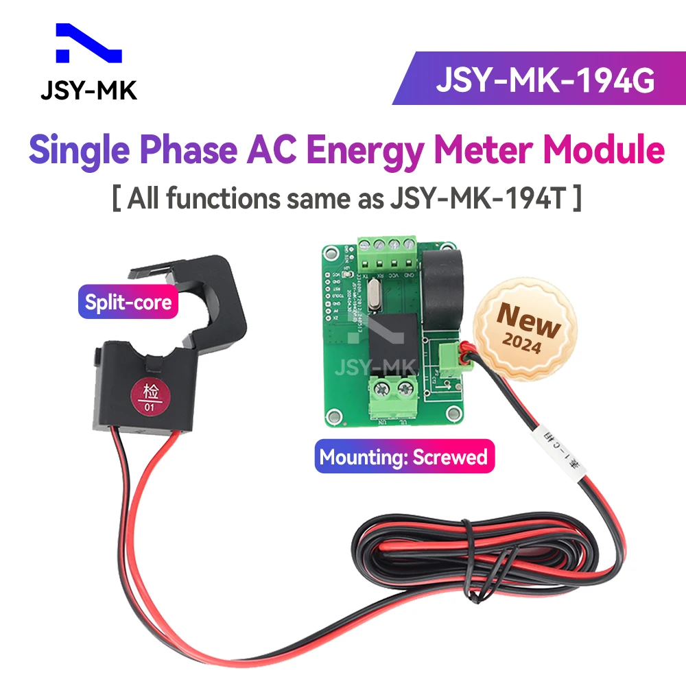 

JSY-MK-194G 20mA-50A AC однофазный двунаправленный модуль измерителя энергии с TTL Modbus-RTU связи и 1 Сплит-core CT