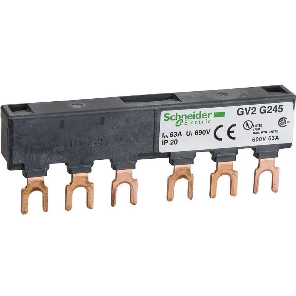 Linergy FT - Comb busbar - 63 A - 2 tap-offs - 45 mm pitch GV2G245 GV2-G245