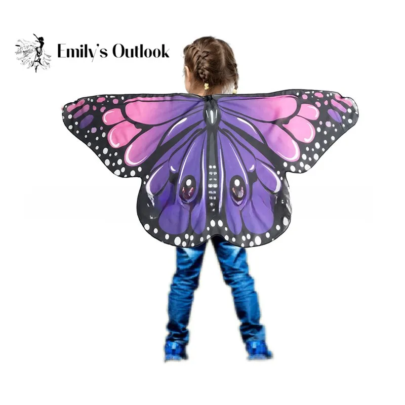 Monarch Butterfly-Wings for Kids Girls Princess Dress-Up Fairy Costume Toddler Big Sister Gift Dance Party Toy Halloween Chiffon