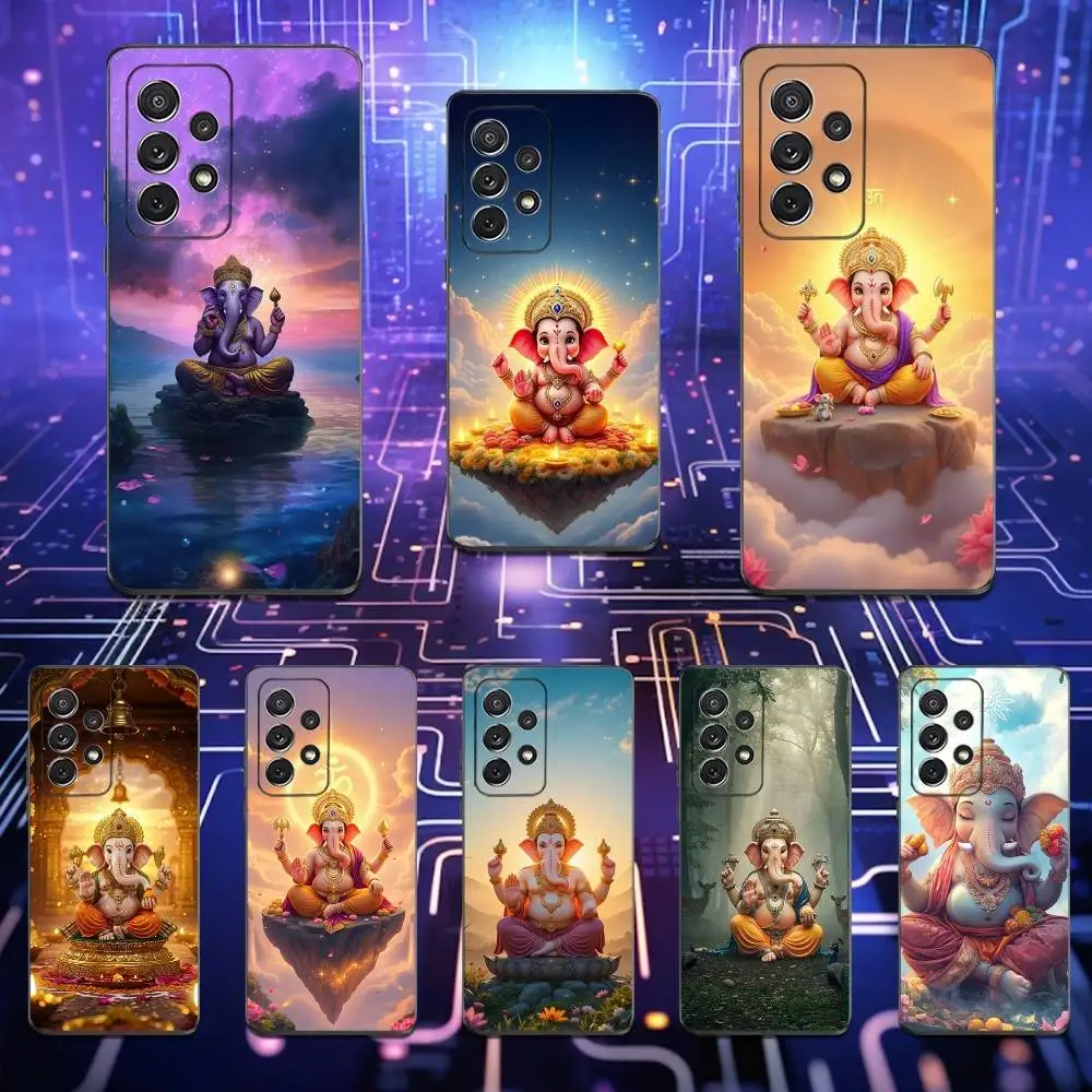 

INDIA Baby Ganesha Elephant Phone Case For Samsung S25,S24,S23,S22,S21,S20,S10,Ultra,Plus,Lite,FE,Soft Silicone Black Cover
