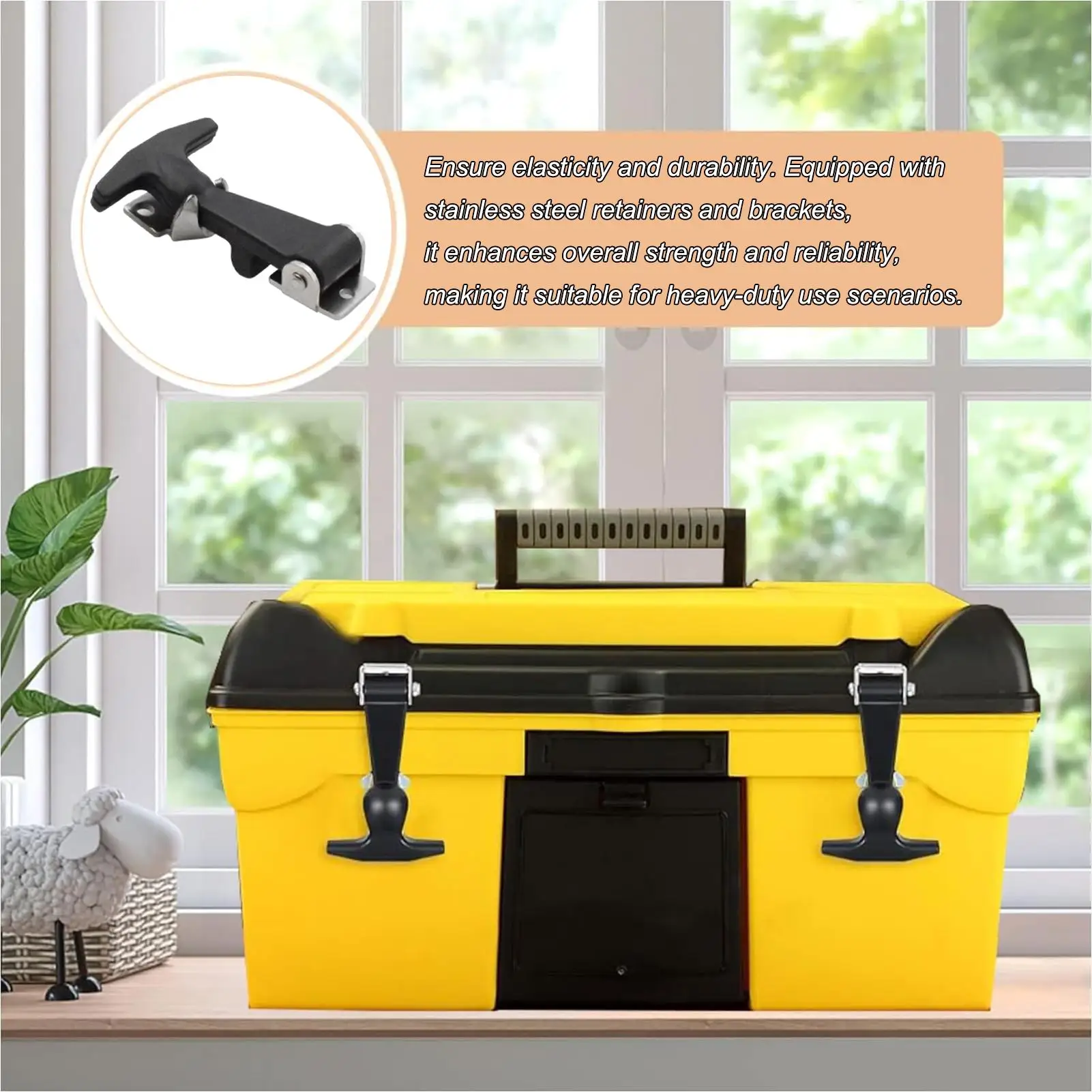 2pcs Rubber Hood Catch With Bracket T-shaped Drawer Latch Coolers T-Handle Hasp Toolbox Latch For Boats Trucks Vehicle Accessory view 5