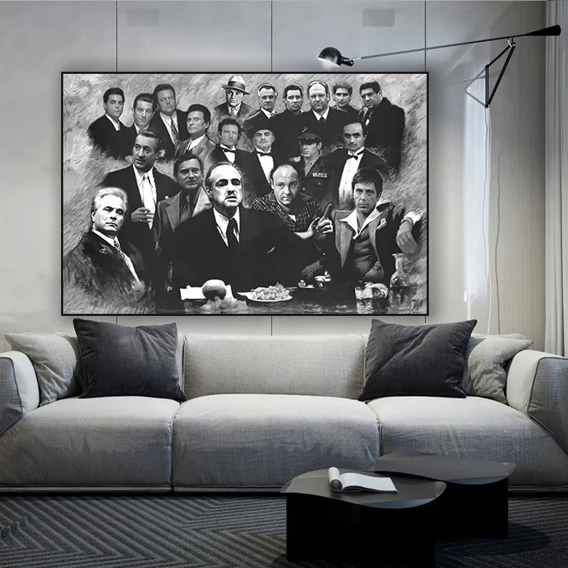 

Scarface Godfather Canvas Painting Black White Classic Film Character Posters Prints Wall Art Picture for Living Room Home Decor