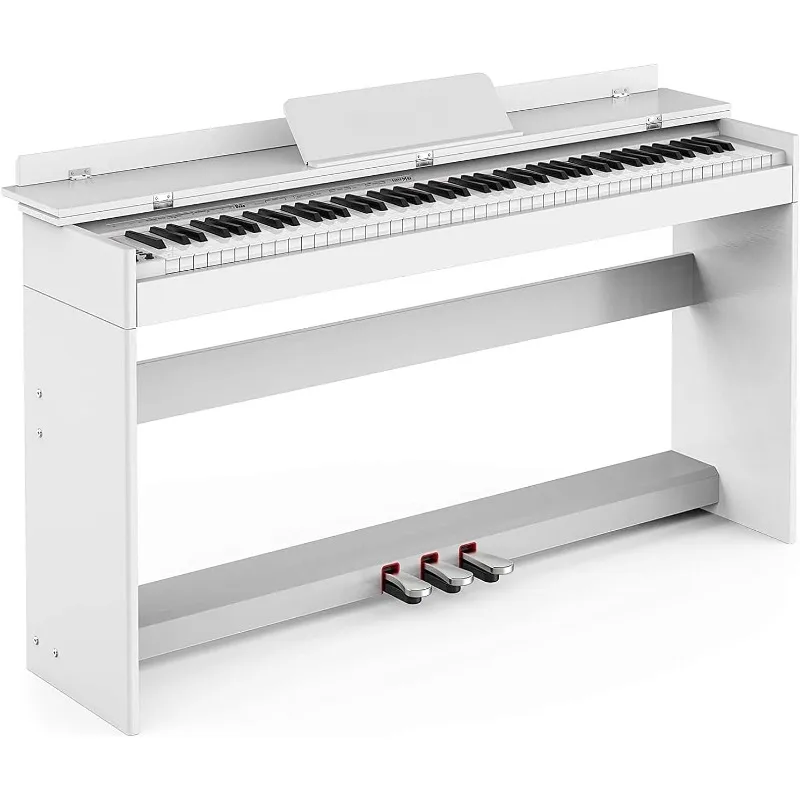 88-Key Weighted Digital Piano, Full-Size Semi-Weighted Upright Flip Electric Keyboard Piano with 3 Pedal and Multi-Functional