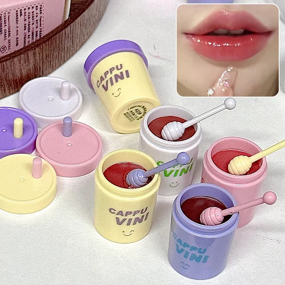 1pc bonito pouco leite pode lipgloss hidratante espelho água lipgloss sexy vermelho matiz labial bálsamo maquiagem labial coreano feminino cosméticos