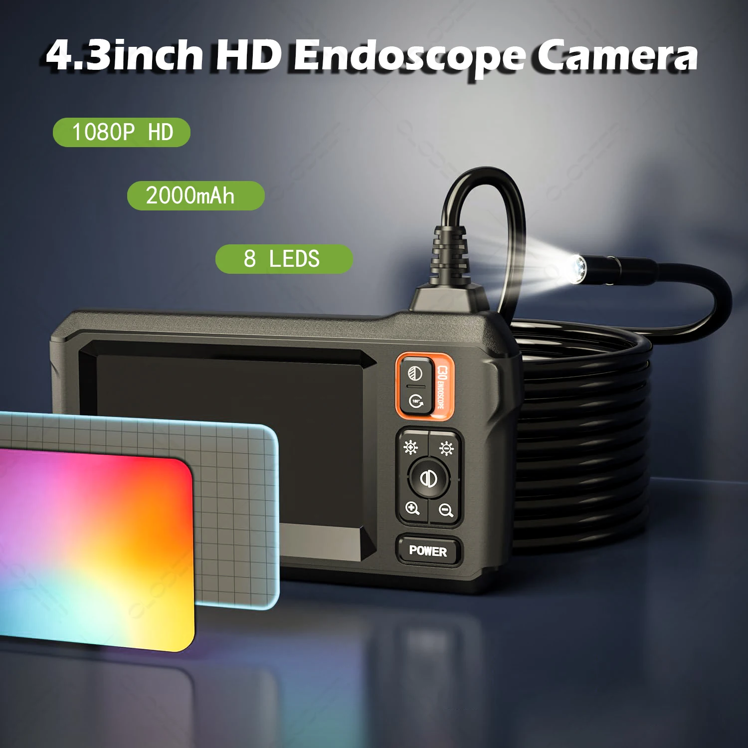 

4.3IN 8mm 1080P IPS Automotive Endoscope Stethoscope Endoscopy Camera Boroscope For Cars Inspection Device With Articulation