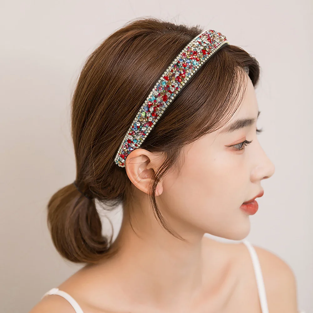 

Baroque Crystal Headband Fashion Hair Accessory Circle Luxurious Inlaid Rhinestone Sponge Hairband Women's Hair Accessory