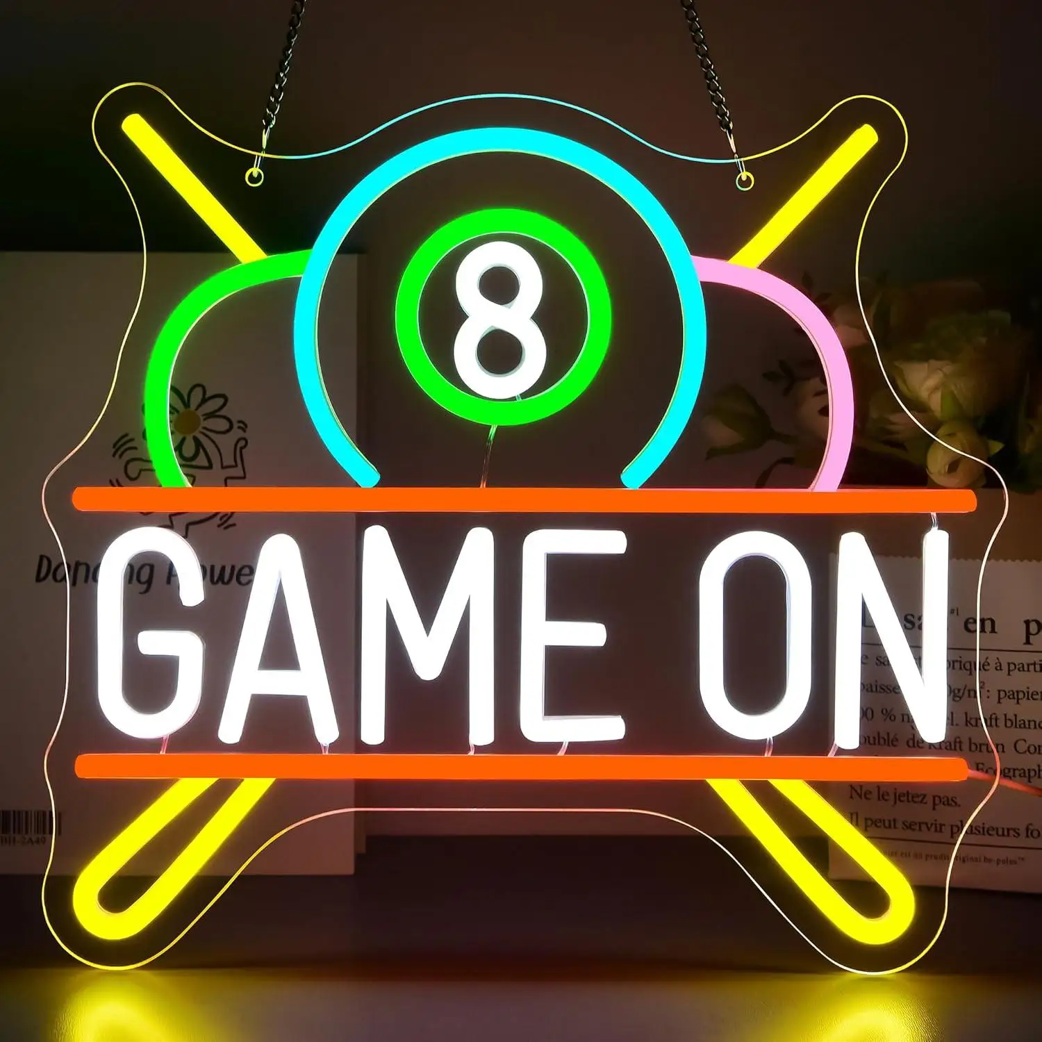 

Game On 8 Ball Neon Sign USB Dimmable LED Light for Wall Decor Game Room Pool Hall Bar Club Man Cave Art Party Decoration Gifts
