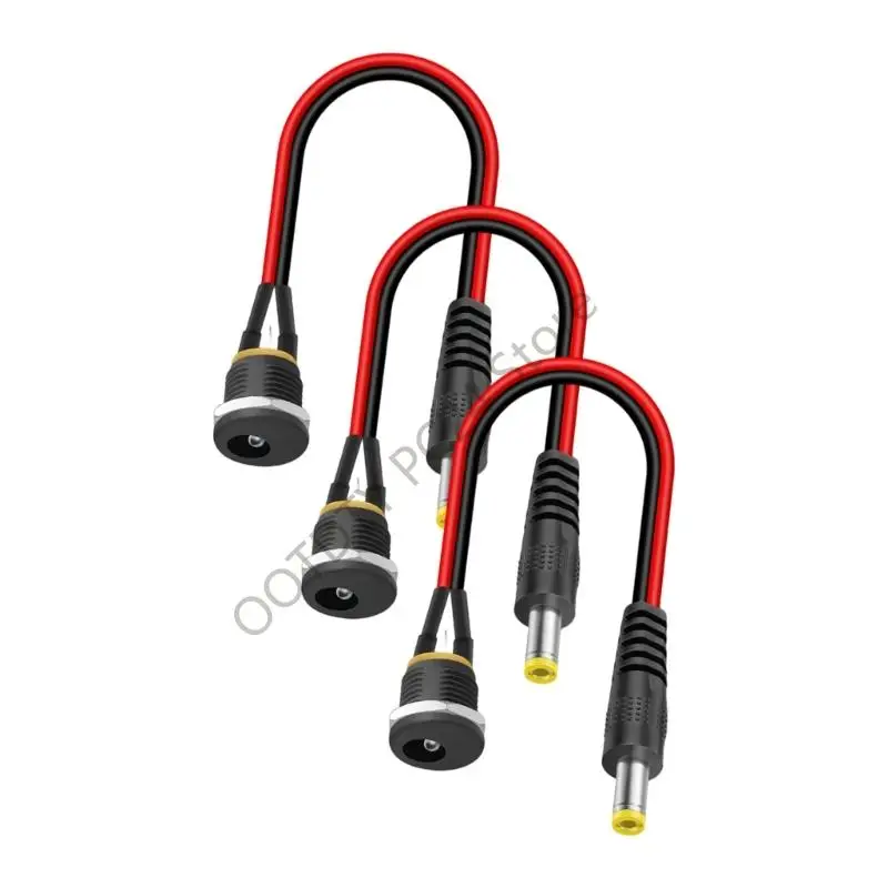 H7BA PVC Metal DC5525 Power Socket To Threaded Socket Cable For LED Strips Motor