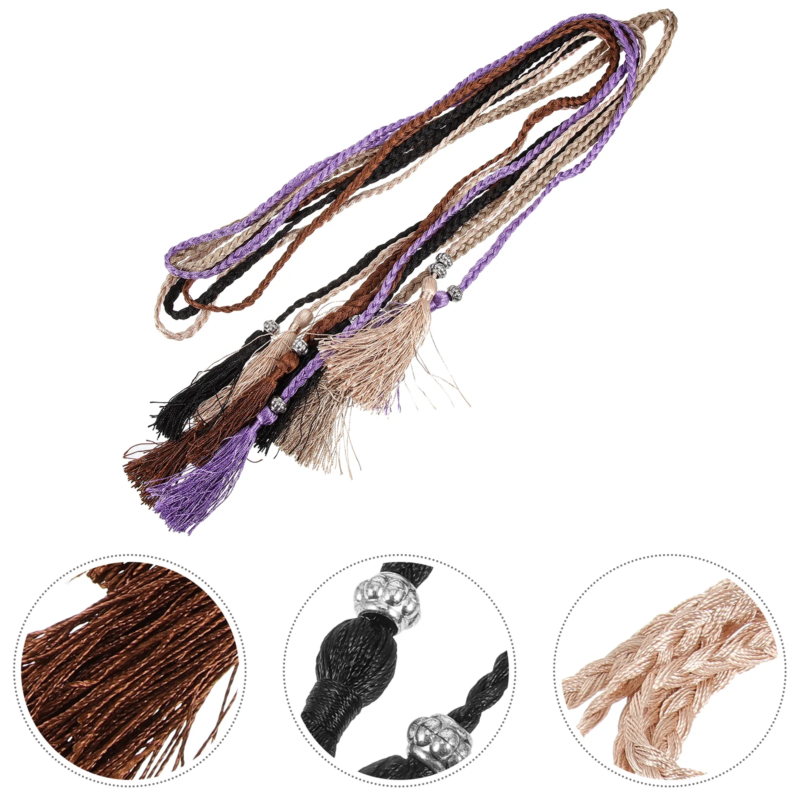 

5Pcs Woven Belt Women Studded Waist Fashion Skirt Ladies Belts Corset Dress Chain Tassel Style Decorative Holiday