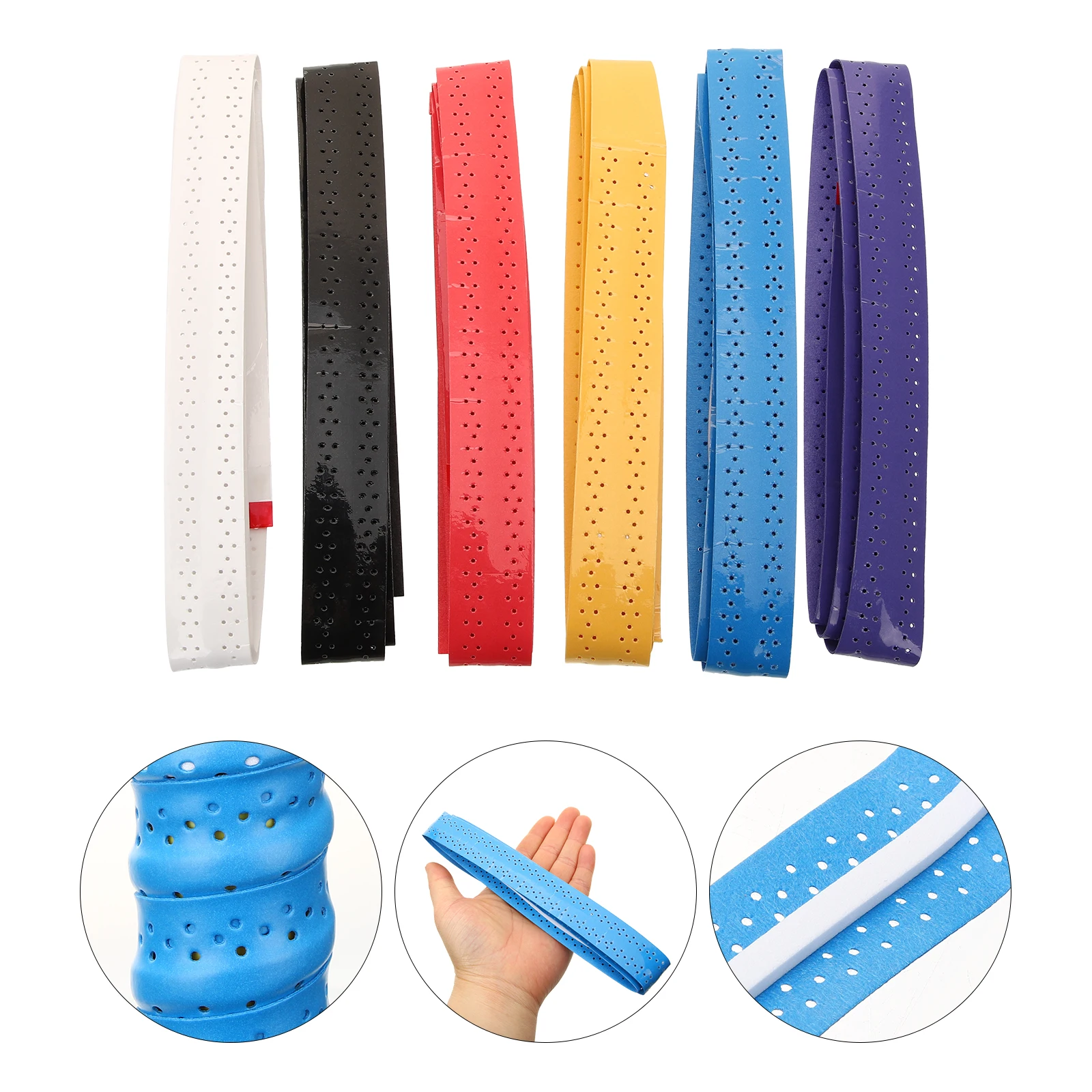

6 Pcs Sweatband Tennis Racquet Tape Grip Racket Non-slip Replacement Badminton Overgrip Pu for Wrap Staff