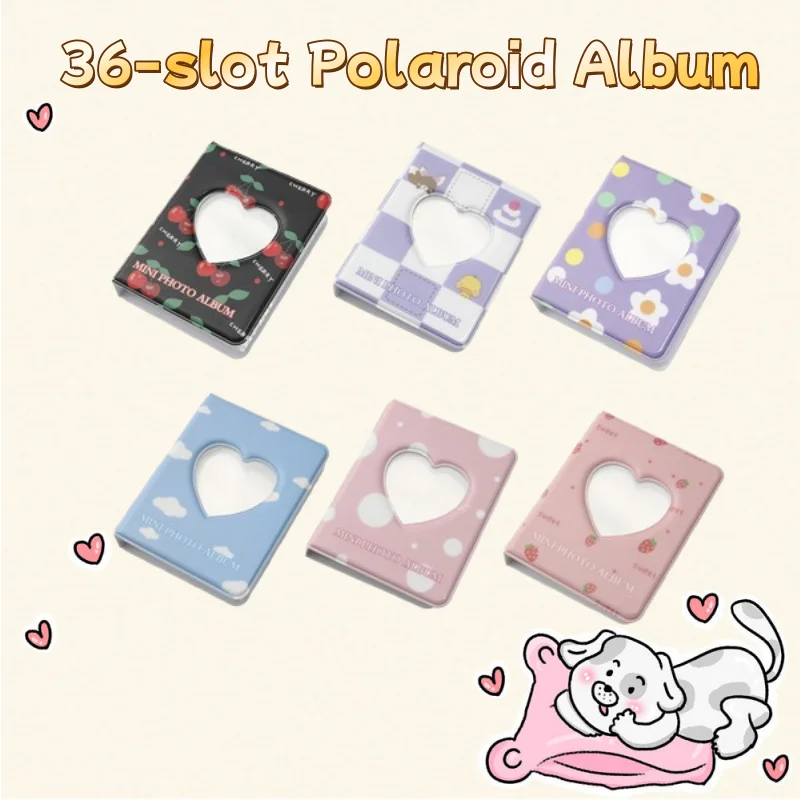 Cute Photo Album 3 Inch Love Heart Hollow Picture Storage Case Kpop Card Binder Name Card Book Photocard Holder 36 Pockets