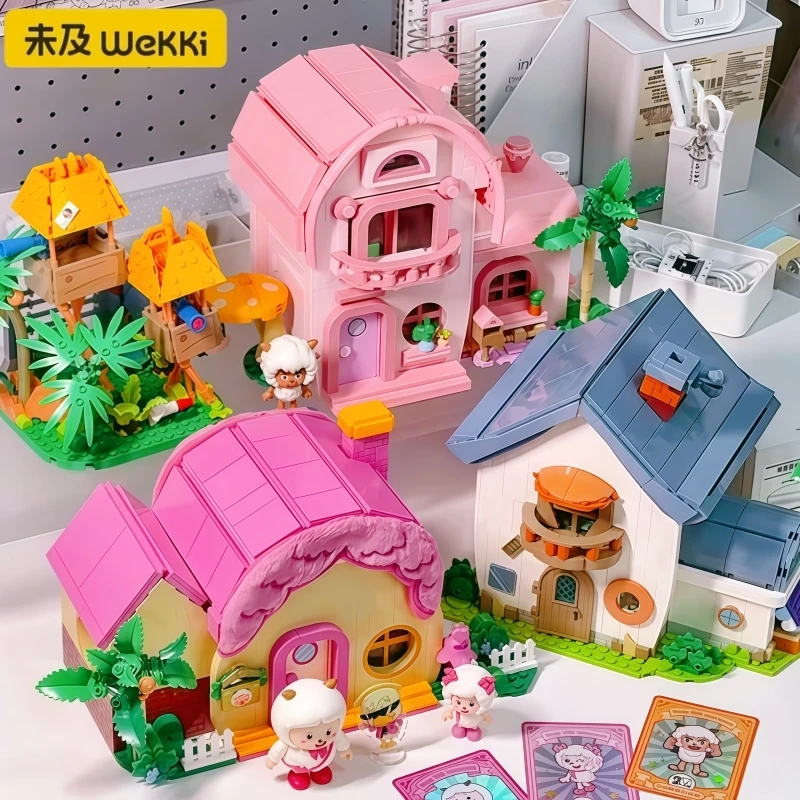 

Wekki Cartoon Anime Sheep's Home Building Blocks Street Scene Architecture Assembly Toy Model Ornament Collectible Gift