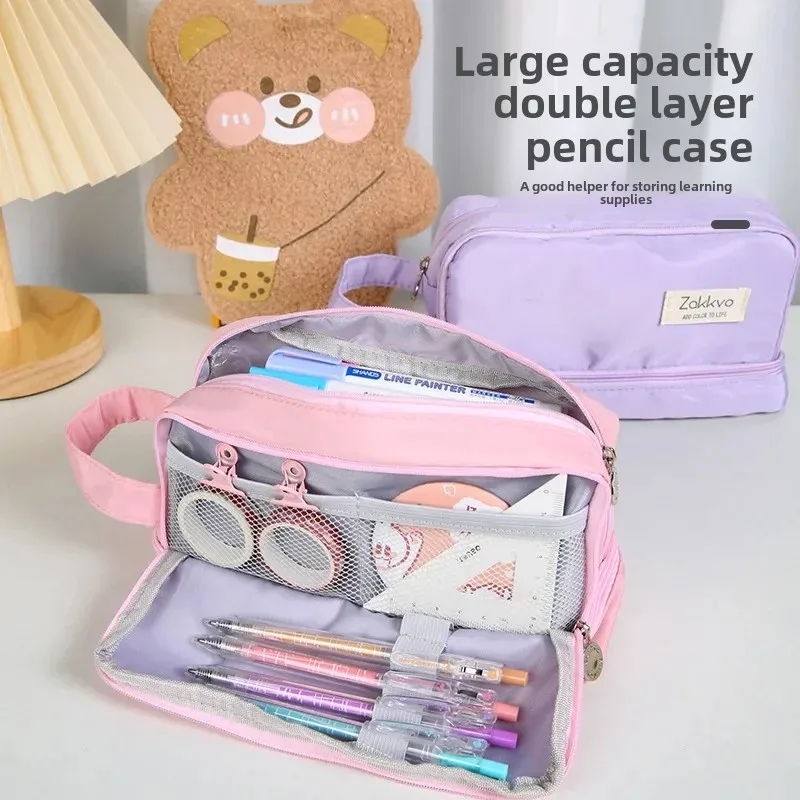 Pencil Bag for School Students with Large Capacity Multi-functional Pen Case Macaron Color Matching Cute Pencil Case Kids gift