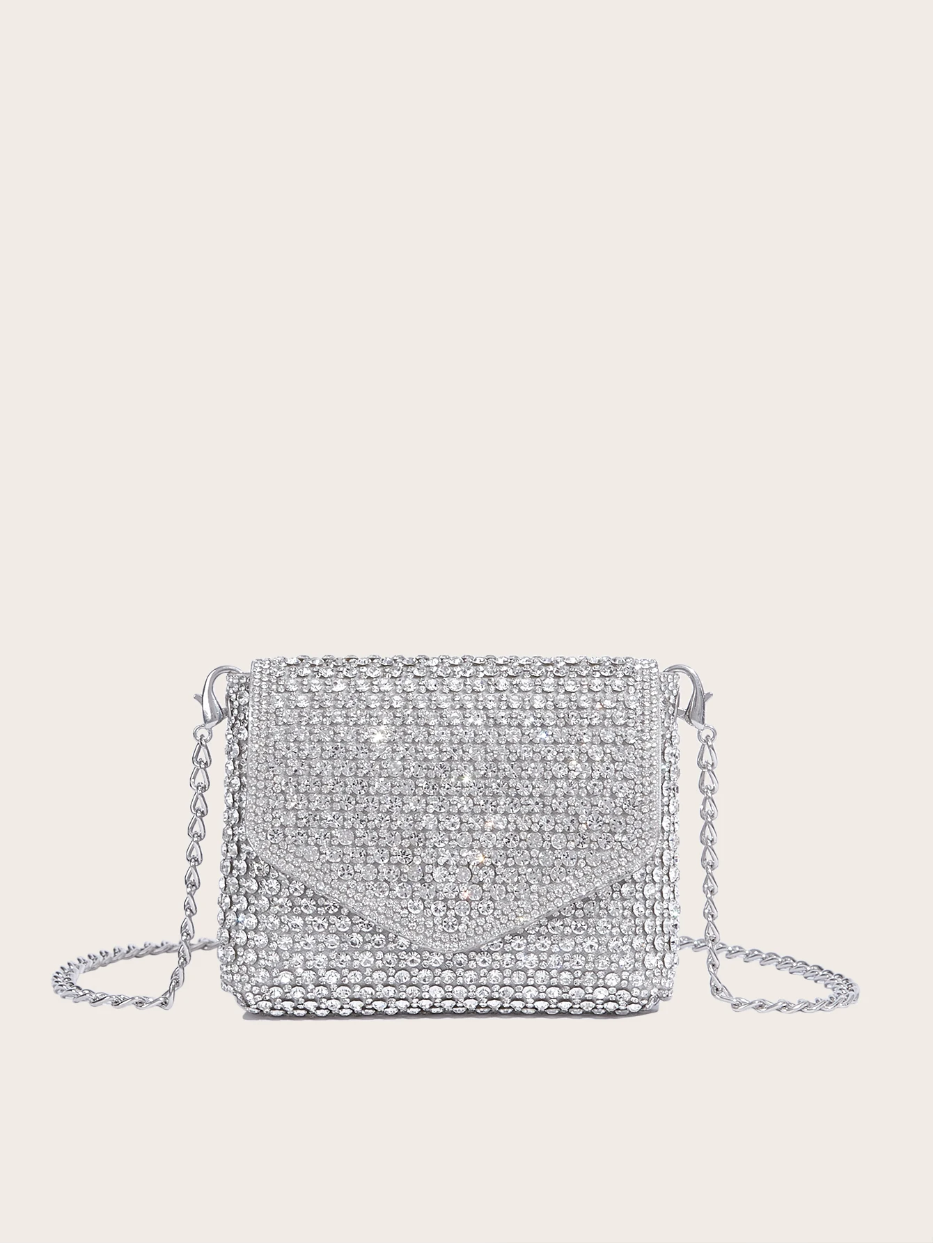 

Mini Rhinestone Chain Small Square Bag Shiny Single Shoulder Cross-body Bag Cute Portable Small Bag Lady Wedding Party bag