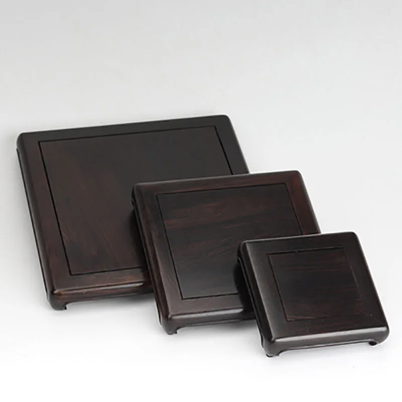 Mahogany Carving Handicraft Seal Decoration Base, Solid Wood, Square, Stone, Flower Pot, Teapot Base, Stationery, Stationery