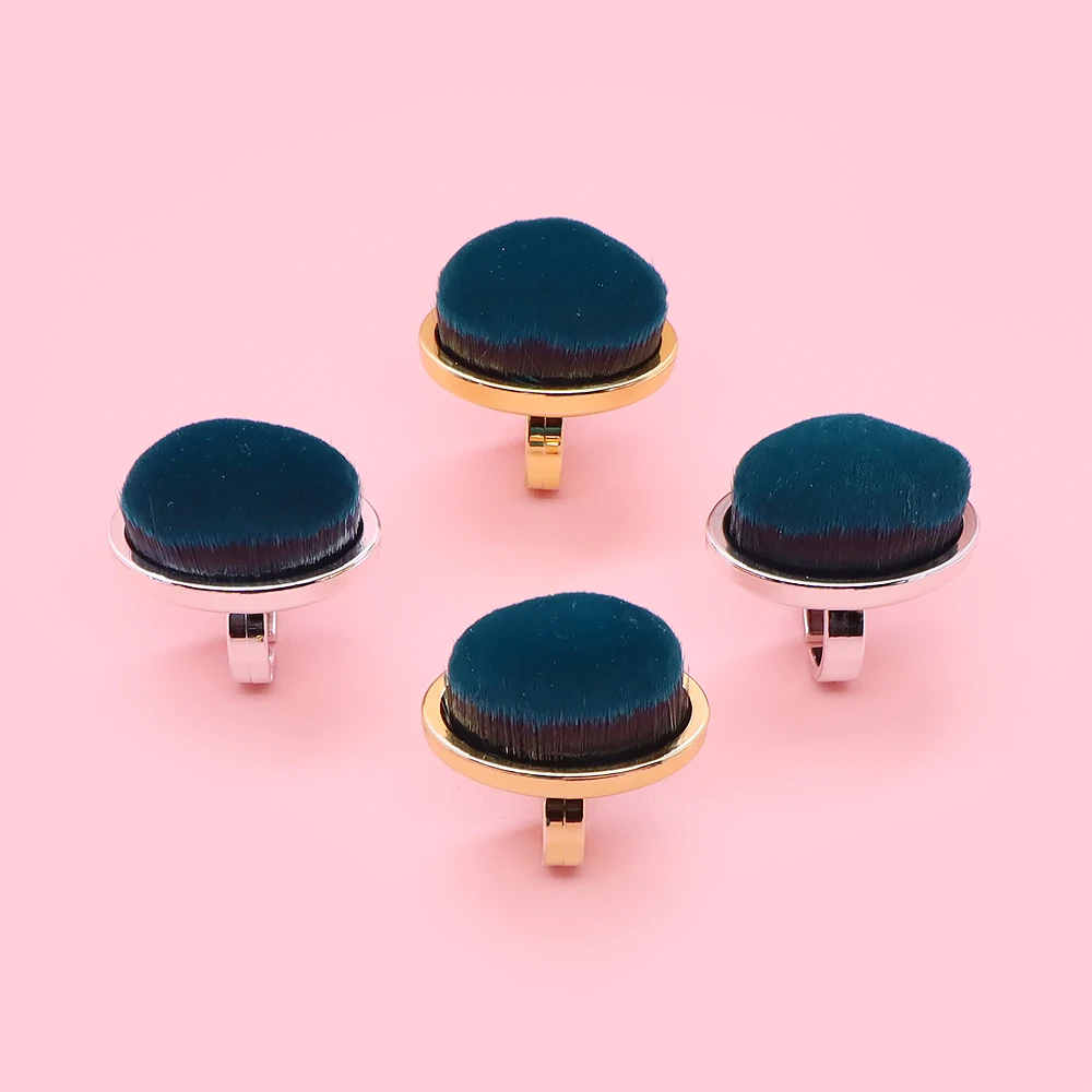 3Pcs Nail Art Finger Ring Dust Brush Adjustable Size Soft Bristle Nail Powder Sweeping Brush Manicure Cleaning Tool DIY Home Use
