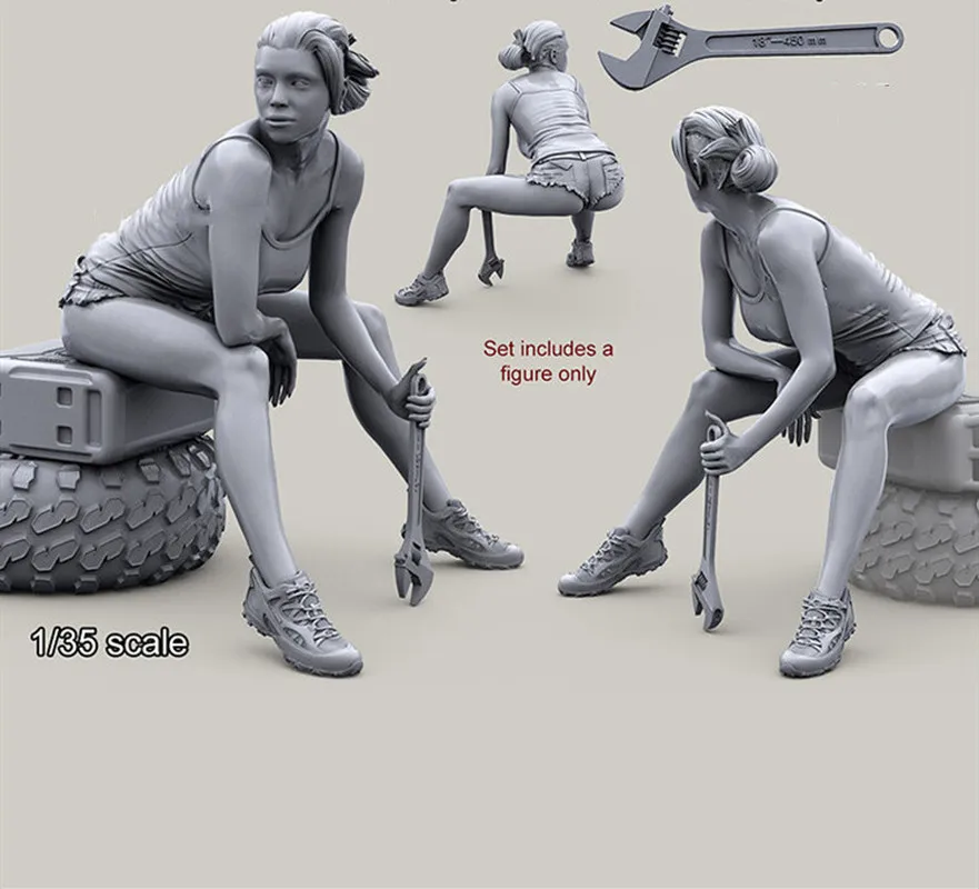 

1/35 Scale Resin Micro Miniature Figure Fuel Tank Hot Pants Girl 3d Printed White Model Toy Unassembled And Unpainted Kit