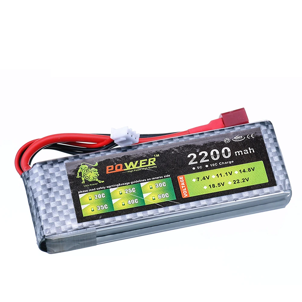 7.4v 2200mAh 35C LiPo Battery With T JST XT30 XT60 Plug For RC Quadcopter Helicopter Car Boat Drones Spare Parts 7.4V 2S Battery