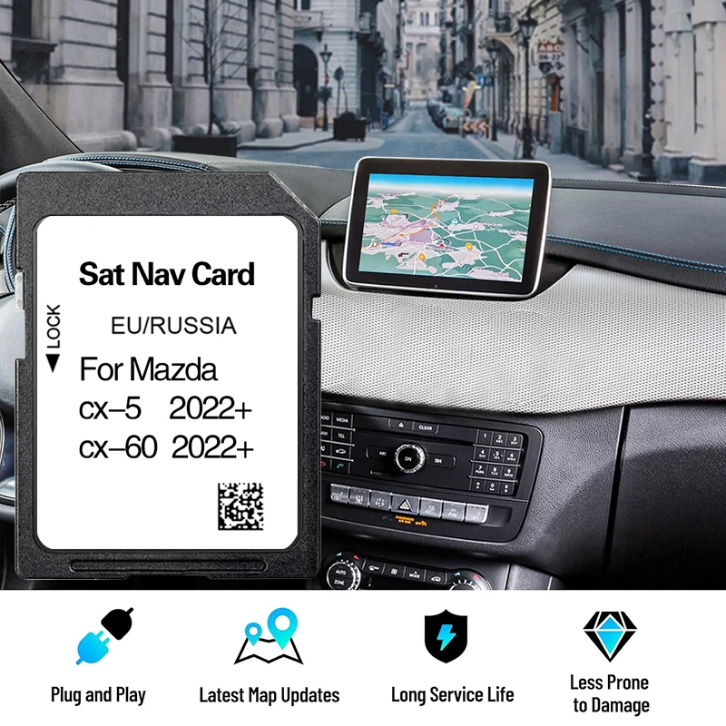 Tarjeta SD con Mapas de Navegación de la UE y Rusia de 32 GB para Mazda CX-5 CX-60 2022+, Accesorios GPS Navi, Envío Gratuito con Adhesivo Antivaho