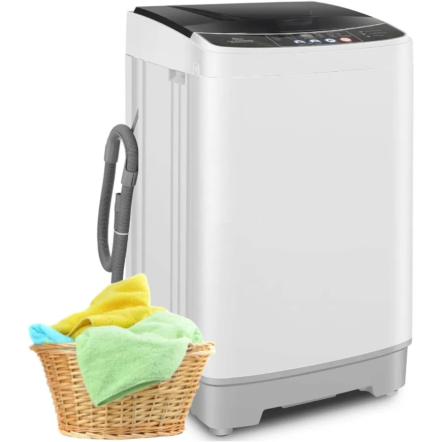 

Portable Washing Machine 2.1 Cu.ft Full Automatic Washer with 15.6Lbs Capacity 10 Wash Programs 8 Water Levels Drain Pump LED D